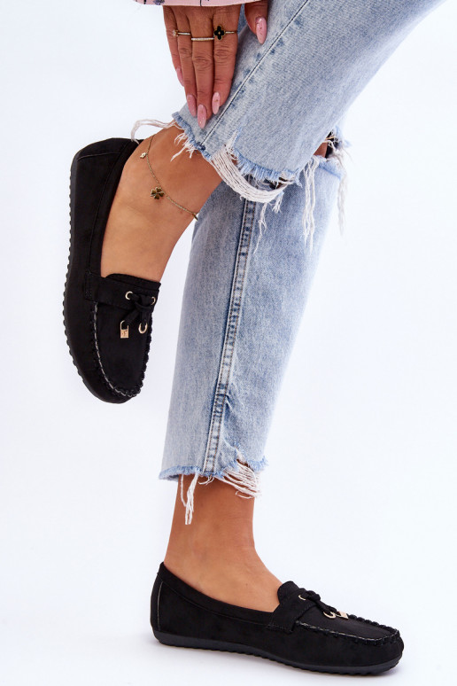 Klasikiniai zomšiniai mokasinai juodos spalvos Good Time