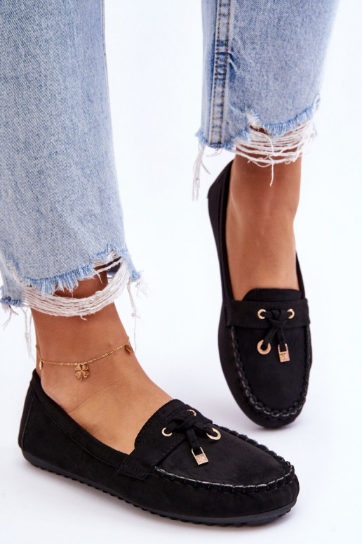 Klasikiniai zomšiniai mokasinai juodos spalvos Good Time