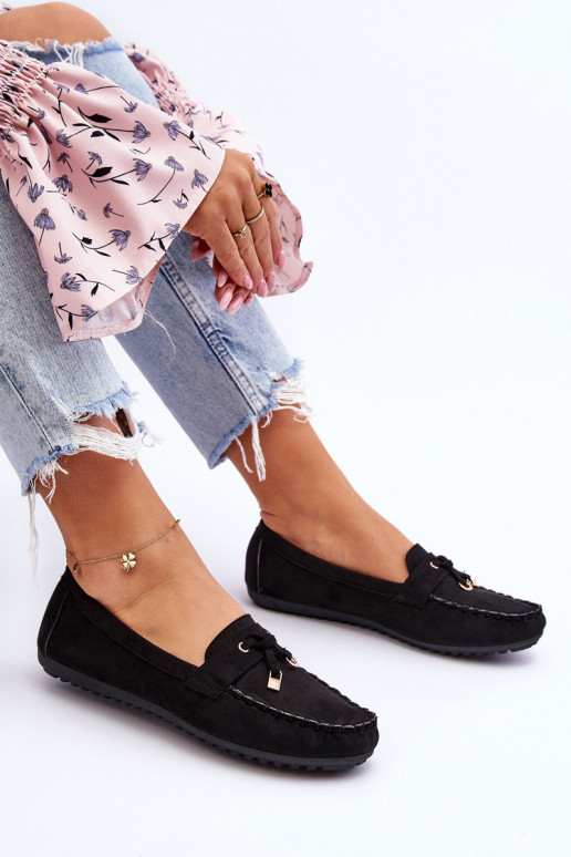 Klasikiniai zomšiniai mokasinai juodos spalvos Good Time