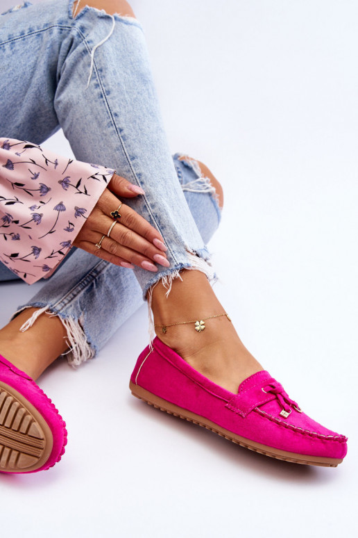 Klasikiniai zomšiniai mokasinai rožinės spalvos Good Time