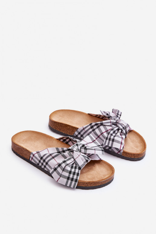 Šlepetės su kaspinais su platforma pilkos spalvos Vero