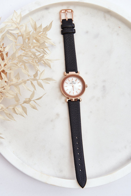 Odinė Moteriškas laikrodis Giorgio&Dario juodos spalvos