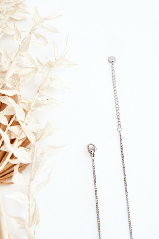 Kaklo papuošalas iš nerūdijančio plieno sidabro spalvos