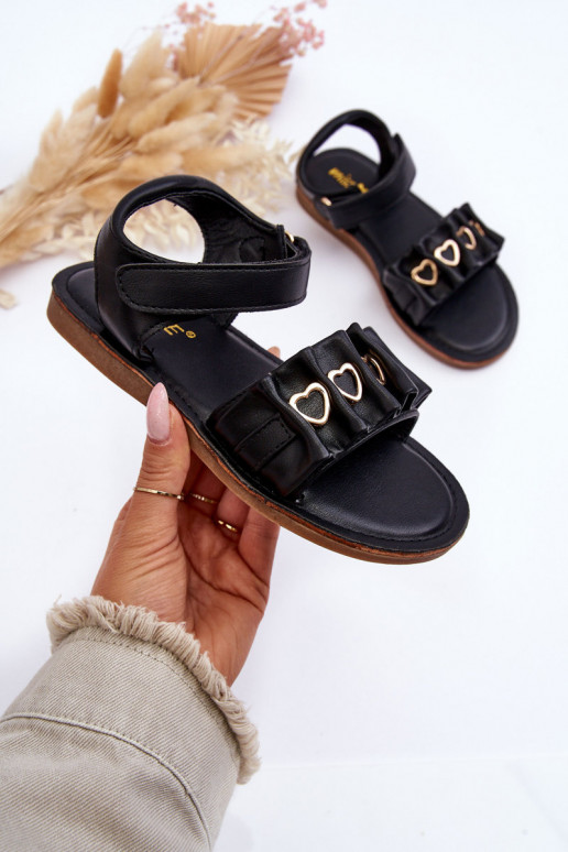 Vaikiškos basutės su lipniais užsegimais juodos spalvos Havana