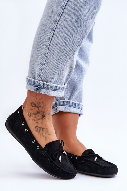 Elegantiški zomšiniai mokasinai juodos spalvos Si Passione