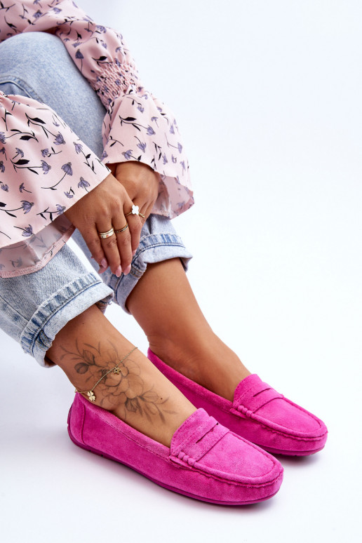 Elegantiški zomšiniai mokasinai rožinės spalvos Lenvie