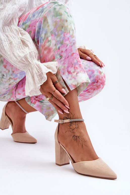 Zomšiniai bateliai su tviskančiomis akutėmis smėlio spalvos Diamond