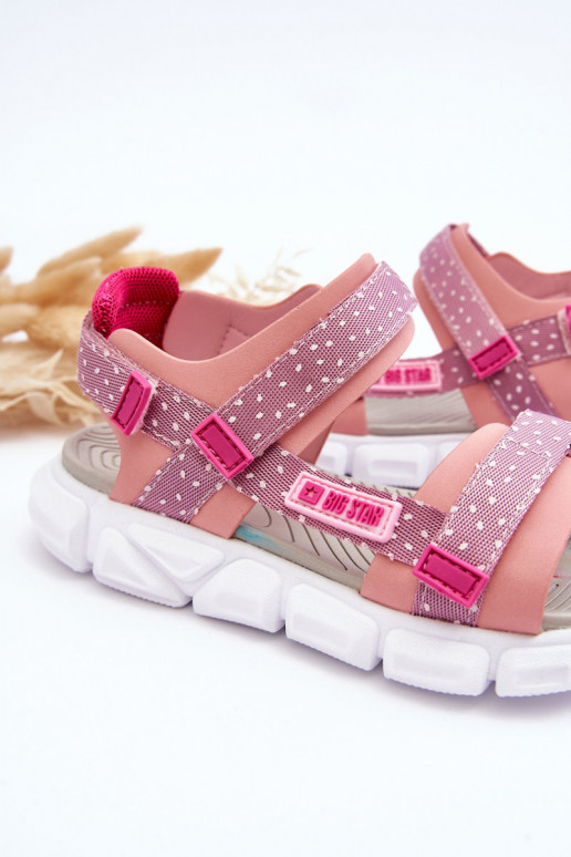 Vaikiškos basutės su lipniais užsegimais Big Star LL374202 rožinės spalvos