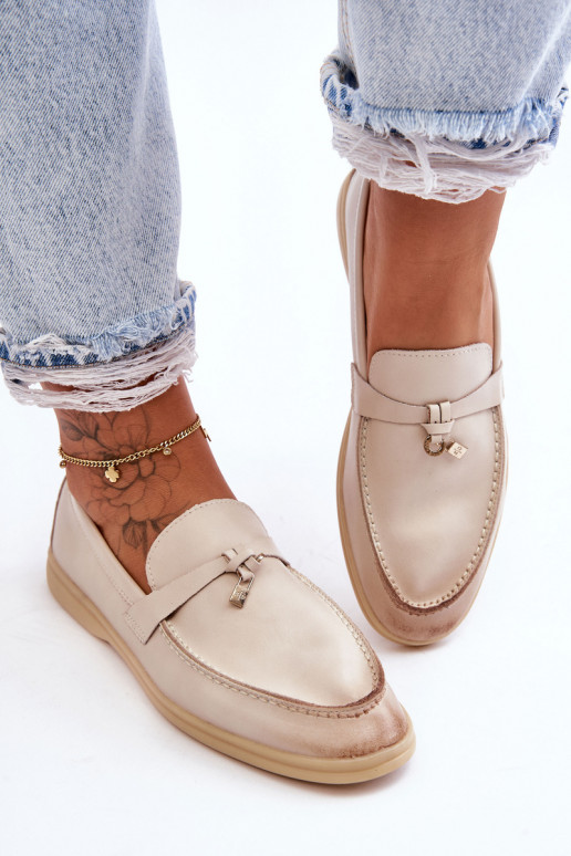 Klasikinio modelio moteriški mokasinai smėlio spalvos Cortez