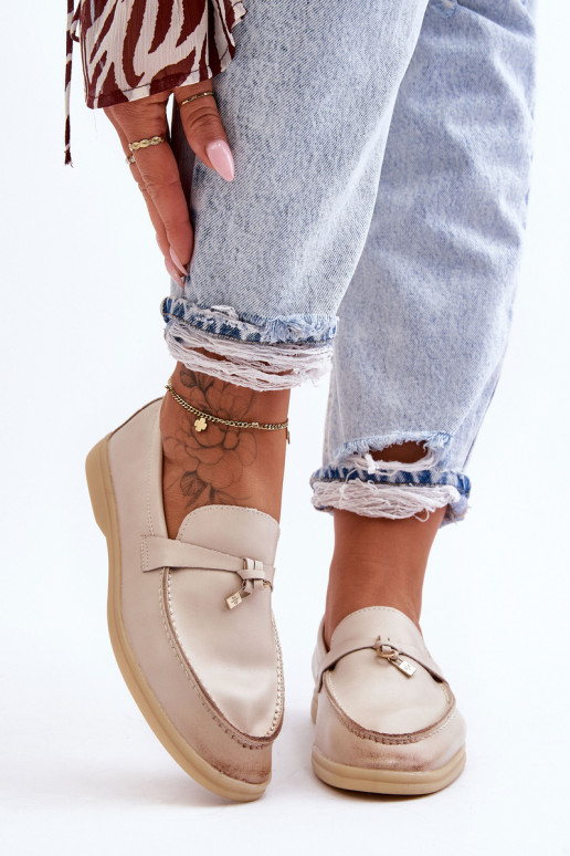 Klasikinio modelio moteriški mokasinai smėlio spalvos Cortez