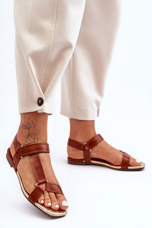 lygiapadžiai Moteriškos basutės su lipniais užsegimais rudos spalvos Lissa