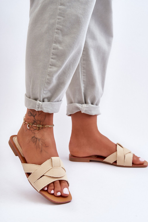 Šlepetės smėlio spalvos Aversa