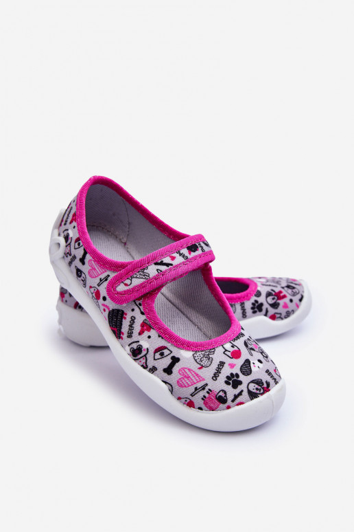 Vaikiškos šlepetės/balerinos Befado 114X521 pilka-rožinės spalvos