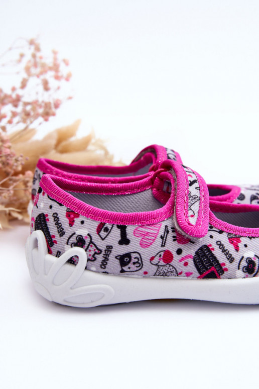 Vaikiškos šlepetės/balerinos Befado 114X521 pilka-rožinės spalvos