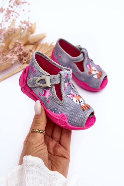 sandalai šlepetės Befado 213P137 pilka-rožinės spalvos