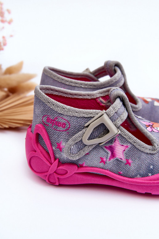 sandalai šlepetės Befado 213P137 pilka-rožinės spalvos