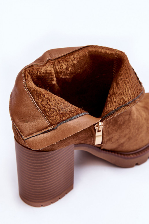 Zomšiniai batai su kulniukais rudos spalvos Makeline