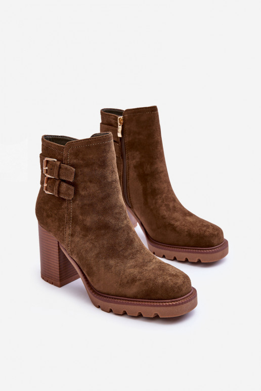 Zomšiniai batai su kulniukais žalios spalvos Makeline