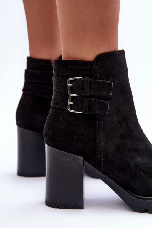 Zomšiniai batai su kulniukais juodos spalvos Makeline