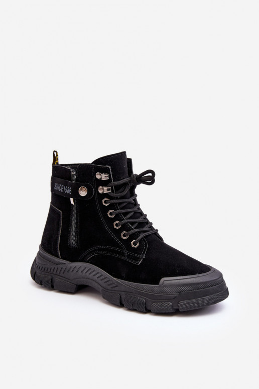 pašiltinti iš zomšos Moteriški aulinukai Juodos spalvos Jailina