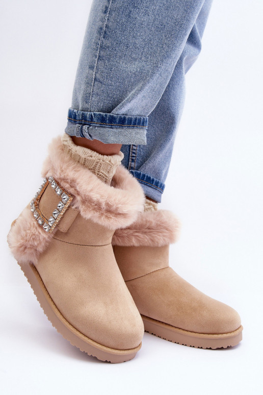 sniego batai pašiltinti su sagtimis smėlio spalvos Dulca