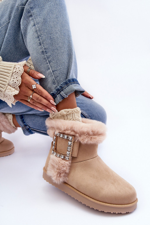 sniego batai pašiltinti su sagtimis smėlio spalvos Dulca