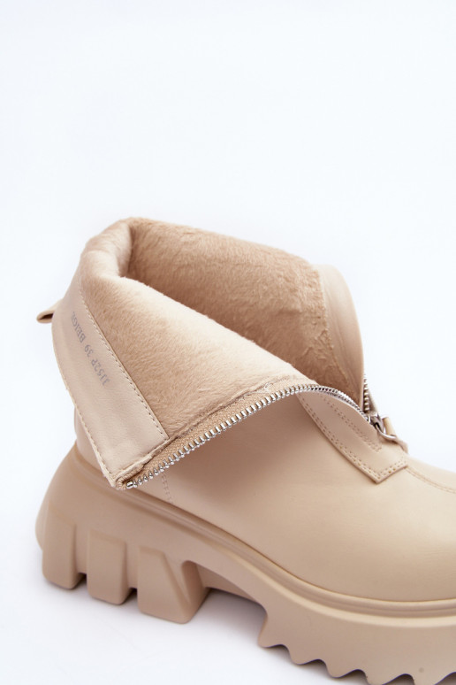 Aulinukai su platforma su užtrauktukais smėlio spalvos Kusma