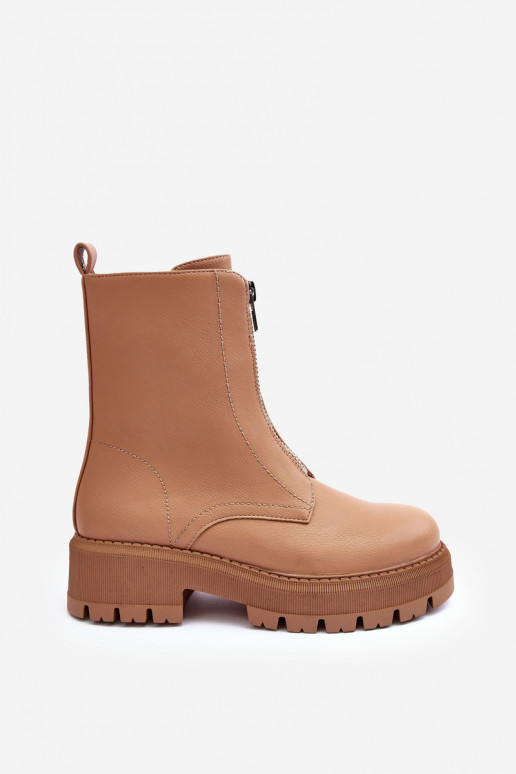 Aulinukai su plačiais kulniukais su užtrauktukais rudos spalvos Vimal