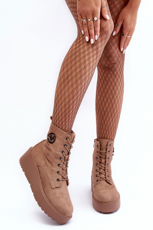 Zomšiniai batai auliniai batai smėlio spalvos Lavica