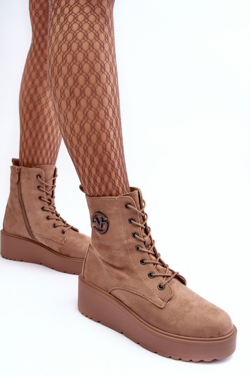 Zomšiniai batai auliniai batai smėlio spalvos Lavica