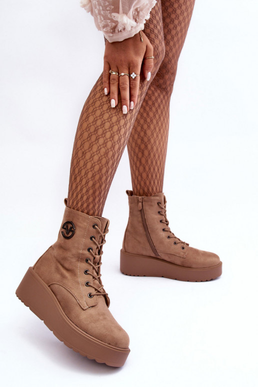 Zomšiniai batai auliniai batai smėlio spalvos Lavica