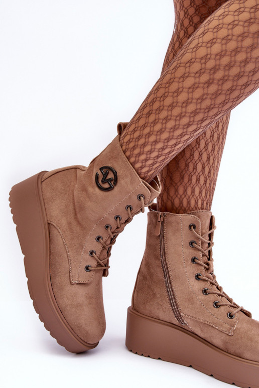 Zomšiniai batai auliniai batai smėlio spalvos Lavica