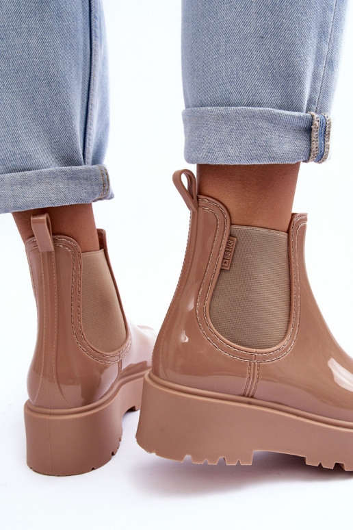 su lako efektu Guminiai batai Aulinukai su platforma Big Star MM274396 smėlio spalvos