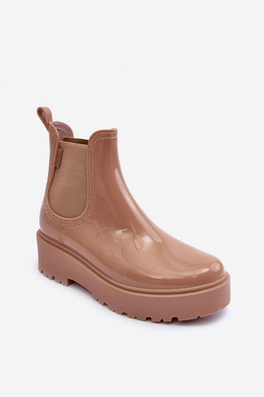 su lako efektu Guminiai batai Aulinukai su platforma Big Star MM274396 smėlio spalvos