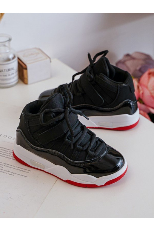 Vaikiški sportbačiai su raišteliais Juodos ir-raudonos spalvos Darina