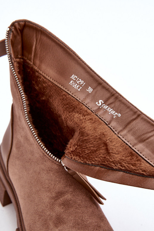 Zomšiniai batai su užtrauktukais smėlio spalvos Kandell