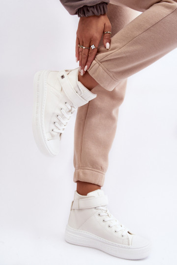 Laisvalaikio bateliai pašiltinti su platforma Big Star baltos spalvos MM274006 2