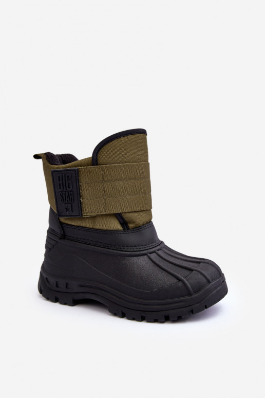 Vaikiški sniego batai su lipniais užsegimais pašiltinti chaki spalvos Big Star MM374123