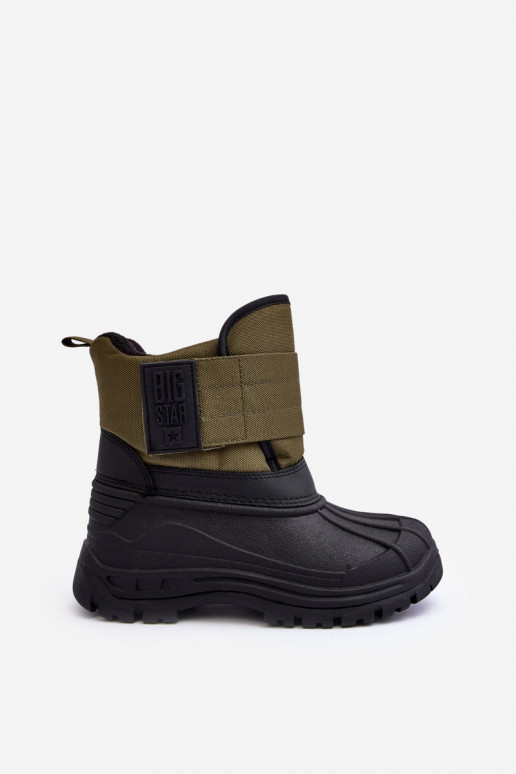 Vaikiški sniego batai su lipniais užsegimais pašiltinti chaki spalvos Big Star MM374123