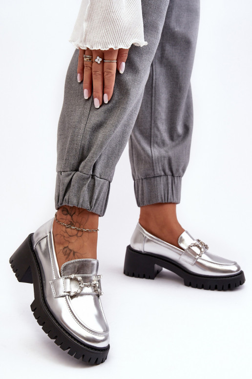 batai su plačiu kulnu sidabro spalvos Lemmitty