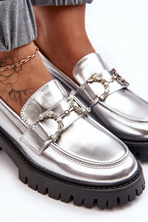 batai su plačiu kulnu sidabro spalvos Lemmitty