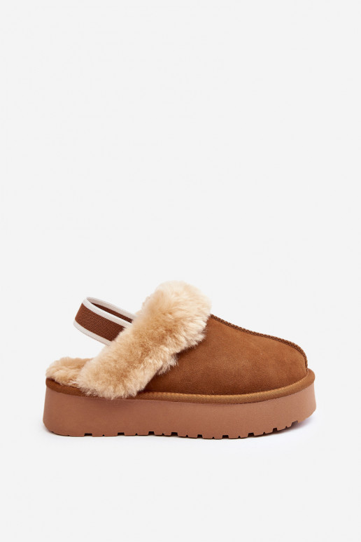 Šlepetės su platforma su kailiuku rudos spalvos Sophienne Šlepetės su platforma su kailiuku rudos spalvos Sophienne