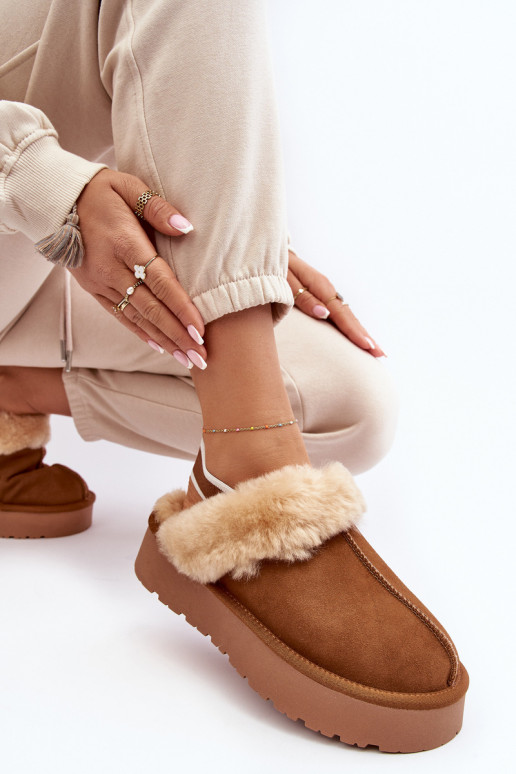 Šlepetės su platforma su kailiuku rudos spalvos Sophienne Šlepetės su platforma su kailiuku rudos spalvos Sophienne