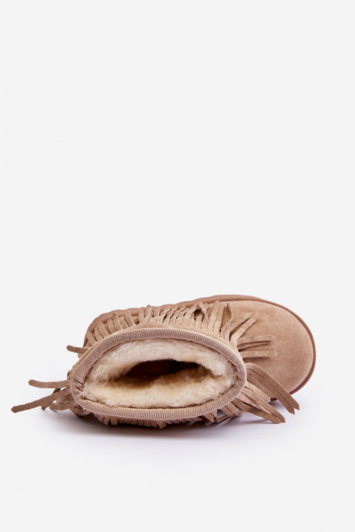 pašiltinti Aulinukai sniego batai Vaikiški i Frędzlami smėlio spalvos Nimia