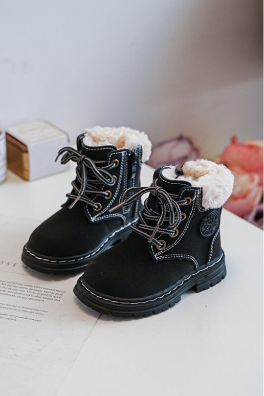 Vaikiški suvarstomi aulinukai su užtrauktukais z Kożuszkiem juodos spalvos Marialee