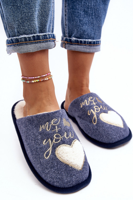 Klasikinio modelio Šlepetės Įsispiriamo modelio pašiltinti mėlynos spalvos Mabira