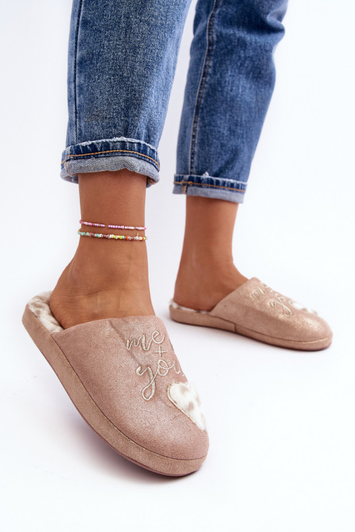 su blizgesiu Šlepetės rožinės spalvos Geraja