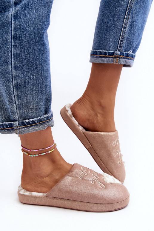 su blizgesiu Šlepetės rožinės spalvos Geraja