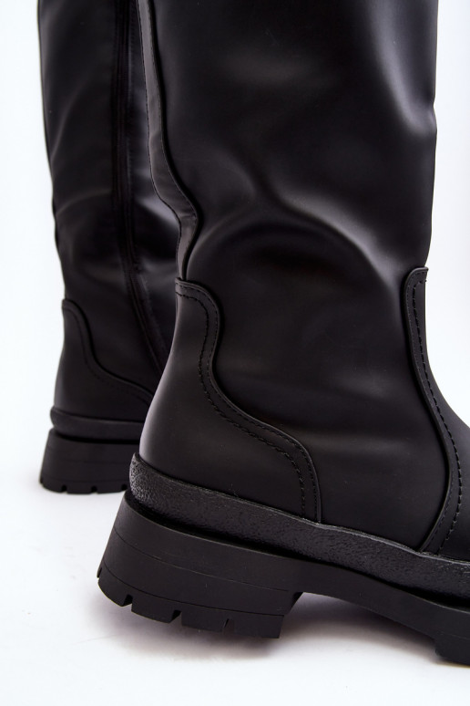 Šilti ilgaauliai batai su plačiais kulniukais juodos spalvos Desiren Šilti ilgaauliai batai su plačiais kulniukais juodos spalvos Desiren