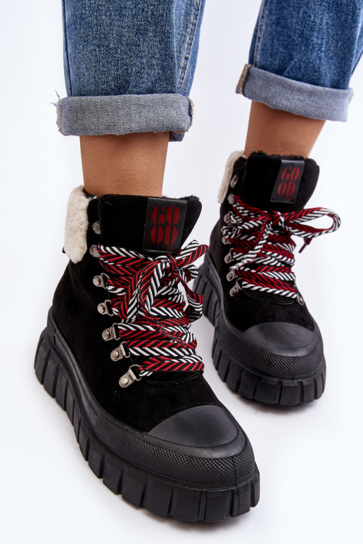 pašiltinti Aulinukai batai su masyviu padu juodos spalvos Ralotta